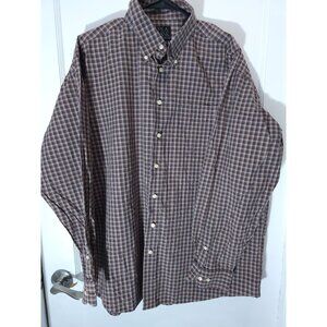 JoS. A. Bank Executive Collection Men's XL Brown Plaid Button-Down Long Sleeve